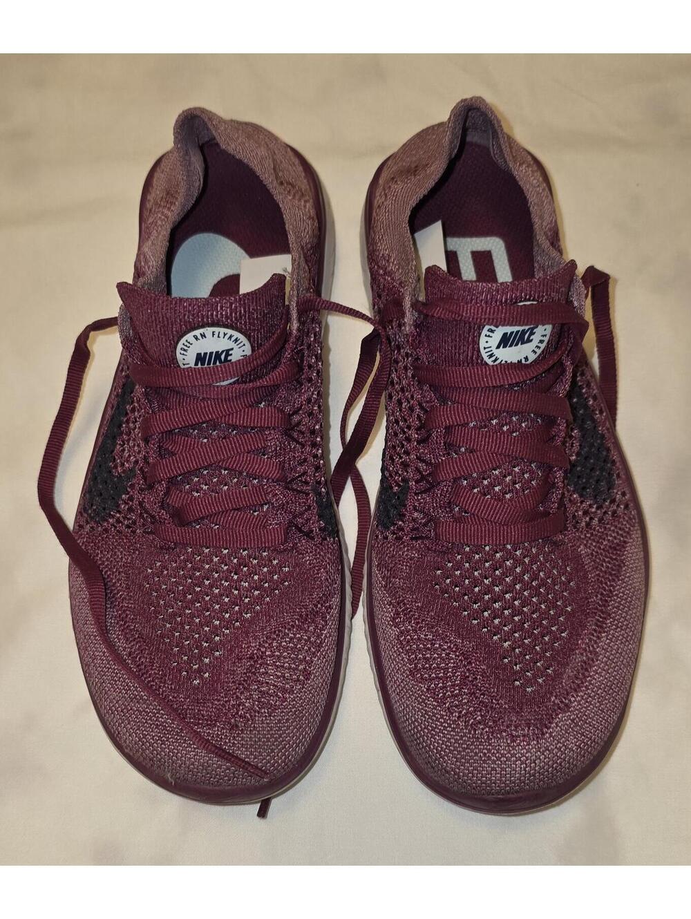 Nike Free RN Flyknit Running Shoes - Burgundy, Size 7
